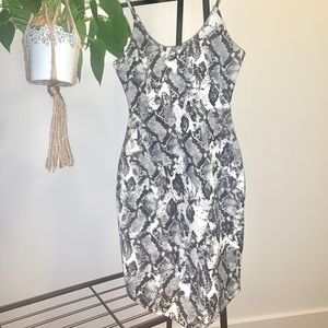 Snake print mini dress, scuba material